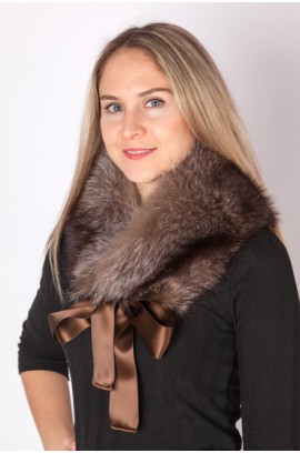 Raccoon fur collar-neck warmer